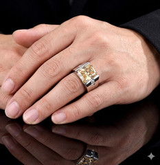 RARE 11.75 Ct Certified Champagne Diamond Men’s Ring, FREE Diamond Studs