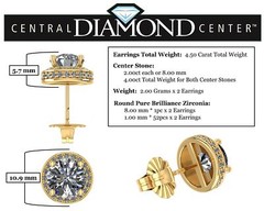 Yellow Gold Plated Sterling Silver Round Halo Stud Earrings With 4.5ct. Zirconia