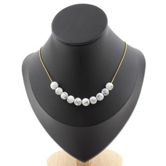Necklace 10 Beads Howlite 0 5/16in Chain Steel Golden Stainless Necklace Women