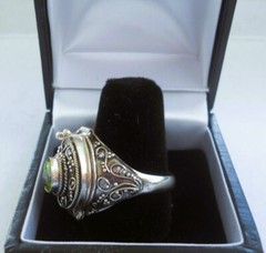 Handmade Sterling Silver Peridot Tear Drop Poison Ring – Sizes 6-7-8-9-10