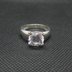 Genuine Sterling Silver Engagement Ring Solid Hallmarked 925 10mm Cubic Zirconia