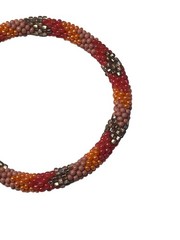 Sashka Bracelet Handmade Boho Chic Crochet Beaded Roll-On Orange Red Gold Pink