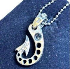 Bill Wall Leather 25th Anniversary Fish Hook Necklace USED from JAPAN