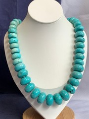 Artisan Turquoise Necklace 8.63 oz Jewelry 22.5″ Hand Knotted Graduating Stones