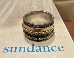NWT Sundance Catalog Silver Gold “Modern Renaissance Spinner Ring” Size 5 $180