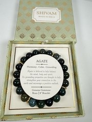 NEW In Box SHIVAM GENUINE GEMSTONE AGATE BRACELET HARMONY, CALM, GROUNDING