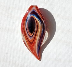 Murano Glass Handcrafted Red Purple Swirl Color Art Glass Pendant