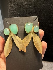 Chalcedony Gemstone Handmade Gold Plated Earrings Jewelry