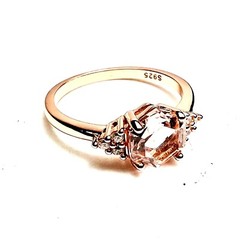 Lab Made Morganite Ring 14k Rose Gold Vermeil , Beryl , Gift Of Love