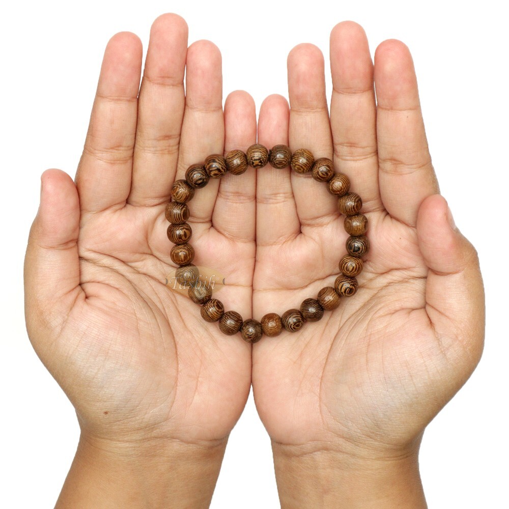 Tropical Johar Wood Beads Elastic 7mm Unisex 7.5-8 inch Beaded Prayer Bracelet