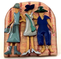 Vintage Woman Pins By Lucinda Yates Handmade Pin Brooch Shopping Friends Sisters
