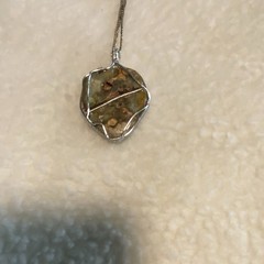 Hand Wire Wrapped Jasper Necklace. Split stone Found, Cut, Polished by Artist