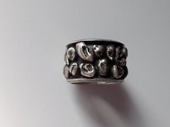 Silver Nugget Wide Band Ring Hallmarked BG Handmade and Unusual Size 7