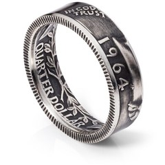 Silver Quarter Coin Ring – 1954-1964 – «Heads» – Patina Finish