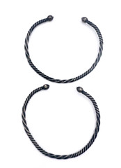 Two Unisex Hand Wrought Oxidized Sterling Silver Twisted Cuff Bracelets 7 in