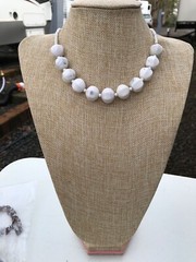 Handmade Statement Necklace of Natural White Jasper and Magnesite Stone Beads