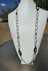 SILPADA Sterling Silver Hammered Oxidized Oval Links Necklace 35″ N1506