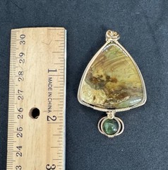 Natural Jasper Pendant Wrapped in Gold Wire