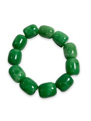 Emerald Green Jade Beaded Stretch Bracelet Chunky Good Luck Prosperity Health