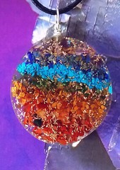 ORGONE HAMSA HAND PENDANT, ORGONE CHAKRA PENDANT WITH HAMSA HAND & EVIL EYE