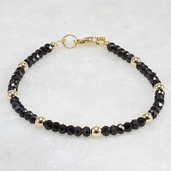 Black Spinel & 14k Gold Filled Bracelet – 3.5mm Faceted Gemstone | Dainty Luxe B