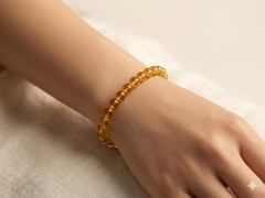 Mexican Blue Amber Bracelet 6mm 7.5″ | UV Reactive | Lightweight – L1413
