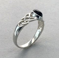 Oval BLACK ONYX Celtic Ring 925 STERLING SILVER Natural & Genuine Gemstone #2e