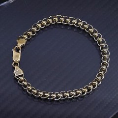 7.5” 7mm, vintage two tone Italy Sterling Silver 925 circle link Bracelet