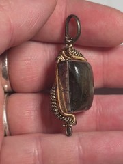 Handcrafted Sterling Silver + Copper Labradorite Wire Wrap Pendant