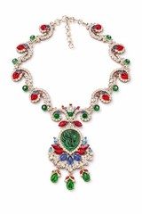 MOANS Couture Baroque-Inspired Carved Glass Necklace/Brooch OOAK