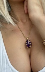 February Birthday gift Jewelry Faberge egg NECKLACE & BRACELET set Anniversary