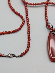 Artisan Sterling Silver Carnelian Pendant Necklace S925 Red Gemstone 36″