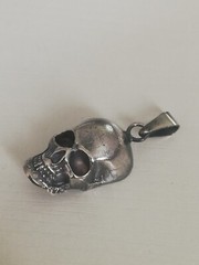 .925 Solid Silver Skull Biker Pendant Leather Chain New.
