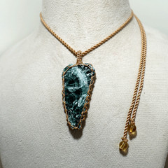 Trapped Angel Wings ~ Natural Seraphinite Crystal Boho Spirit Macrame Necklace