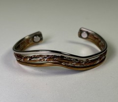 Sergio Lub Handmade USA Copper Brass Steel Magnetic Cuff Bracelet Woven Design