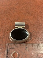 Sterling Silver 925 Black Enamel Or Stone Gothic Goddess Oval Necklace Pendant