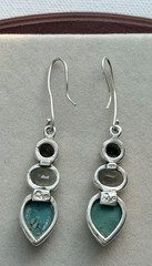 Arya Designer 925 S Silver Smoky Quartz, Prasiolite And Turquoise Drop Earrings