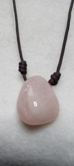 Rose Quartz Natural Stone Handmade Adjustable Necklace, 2 mm Waxed Cord.