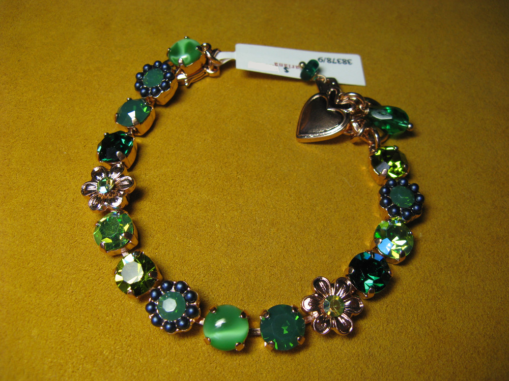MARIANA JEWELRY BRACELET SWAROVSKI CRYSTALS FLOWER GREEN COLOR Rose Gold PL