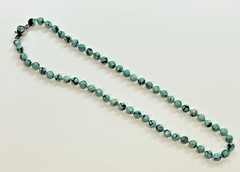 Sterling Silver 6.5MM TURQUOISE FACETED BEADS Necklace 19″ Length -New Old Stock