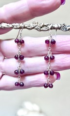 LOVELY Artisan/Designer Gold Over Sterling Silver Rhodolite Garnet Earrings