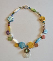 Handmade Multi Color Mother of Pearl Shell Crystal Summer Necklace
