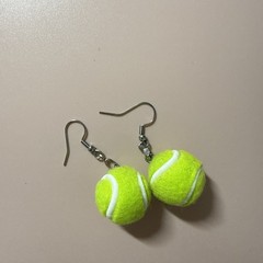 Handmade Tennis Ball Earrings Stainless Steel Hooks
