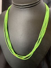 Green Gaspeite Rice 5S Stabilized Navajo Sterling Silver Necklace 20″ 12928