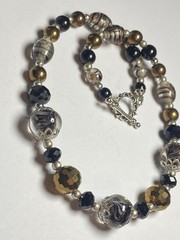 Artisan Handcrafted Art Deco Lampwork Glass Jewelry Amber fromChaos Necklace #12