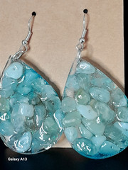 Uniquely Hand Crafted Resin Earrings. Dangle, color and shape varies, beads.