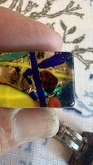 (3) Lot – Italian Murano Art Glass Accent Rings Adjustable Signed Statement Ring