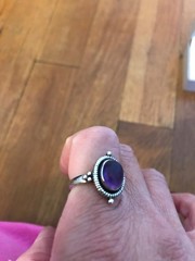 New amethyst sterling silver ring size 6 free shipping