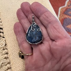 Blue Apatite Scroll sterling silver.lg pendant