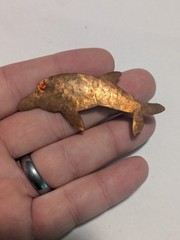JMAT Handmade Copper Dolphin Brooch Lapel Pin